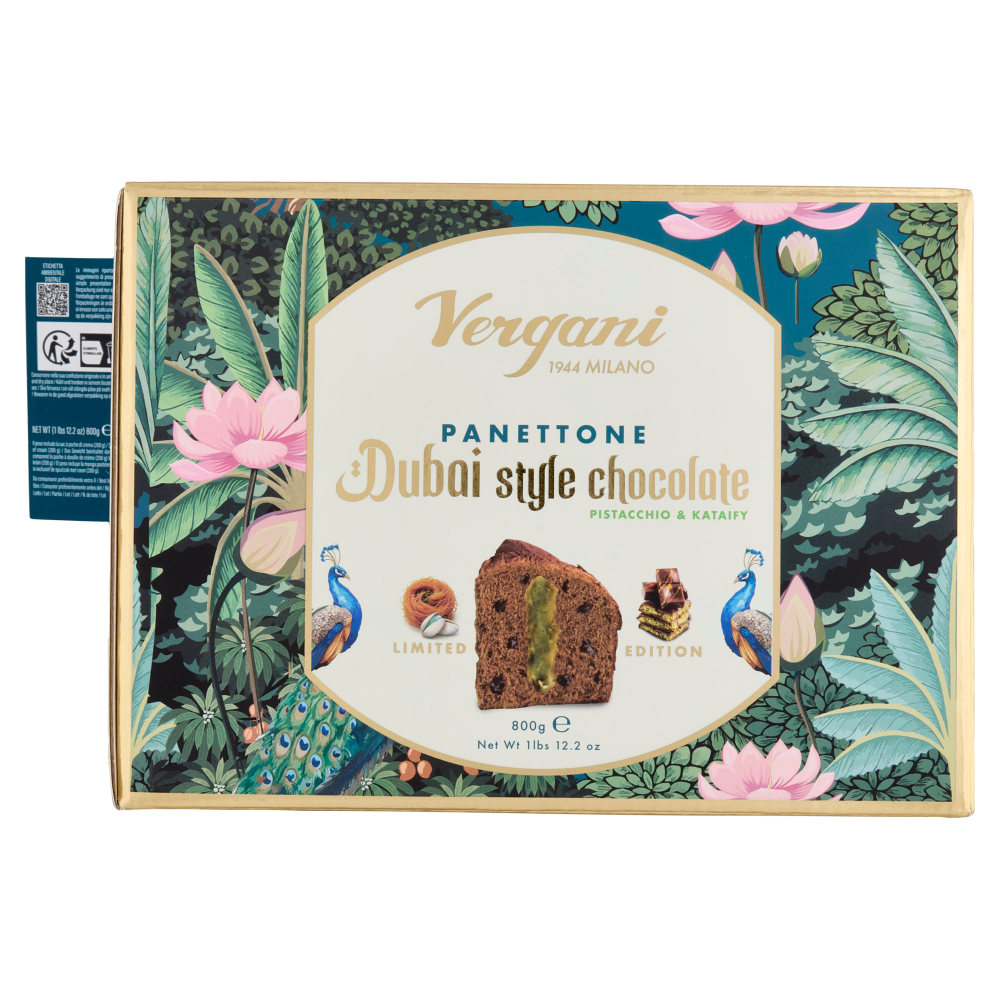 Vergani Panettone Dubai style chocolate Pistacchio e Kataify 800 g