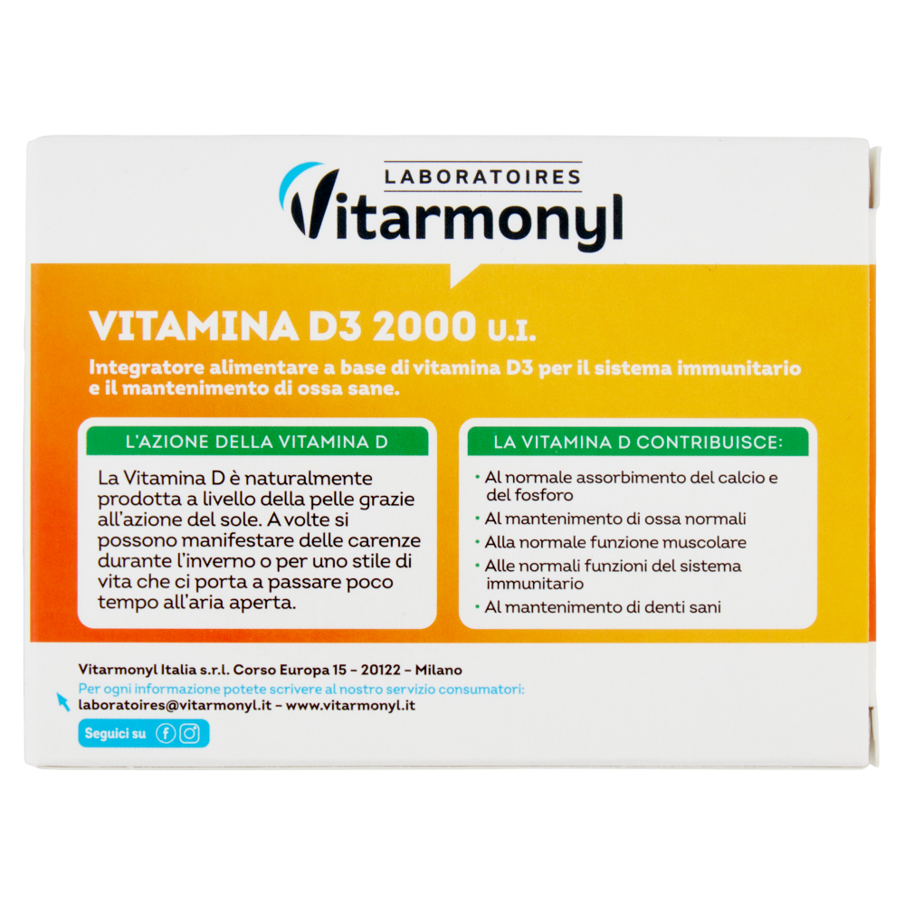 Laboratoires Vitarmonyl Vitamina D3 Sistema immunitario 90 Compresse 7,6 g