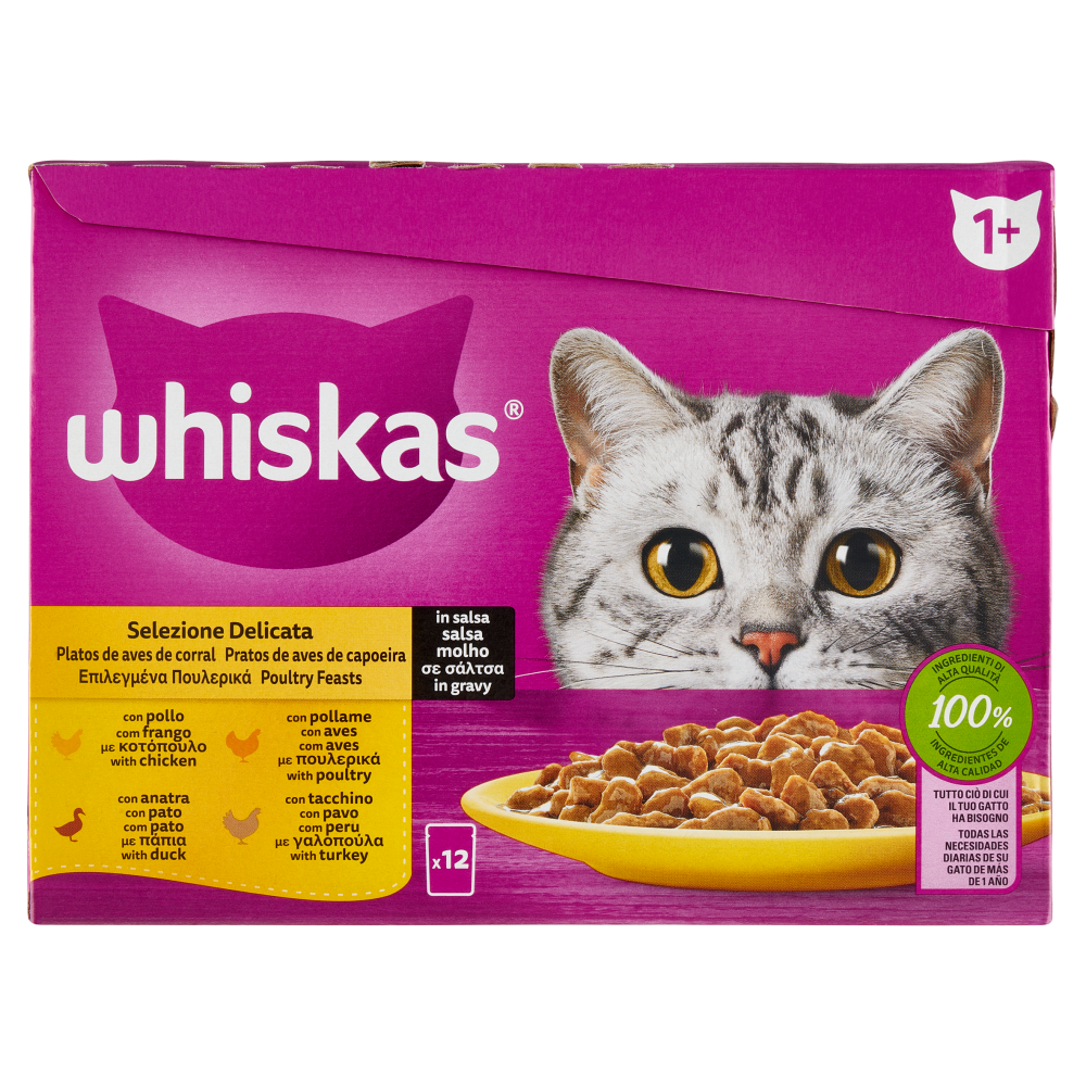 Whiskas Selezione Delicata in salsa con pollo, con pollame, con anatra, con tacchino 12 x 85 g