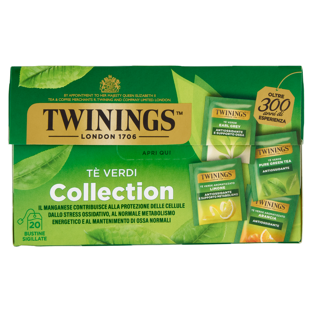 Twinings Tè Verdi Collection Confezione con 5 diversi tè verdi aromatizzati 20 filtri The 40 g