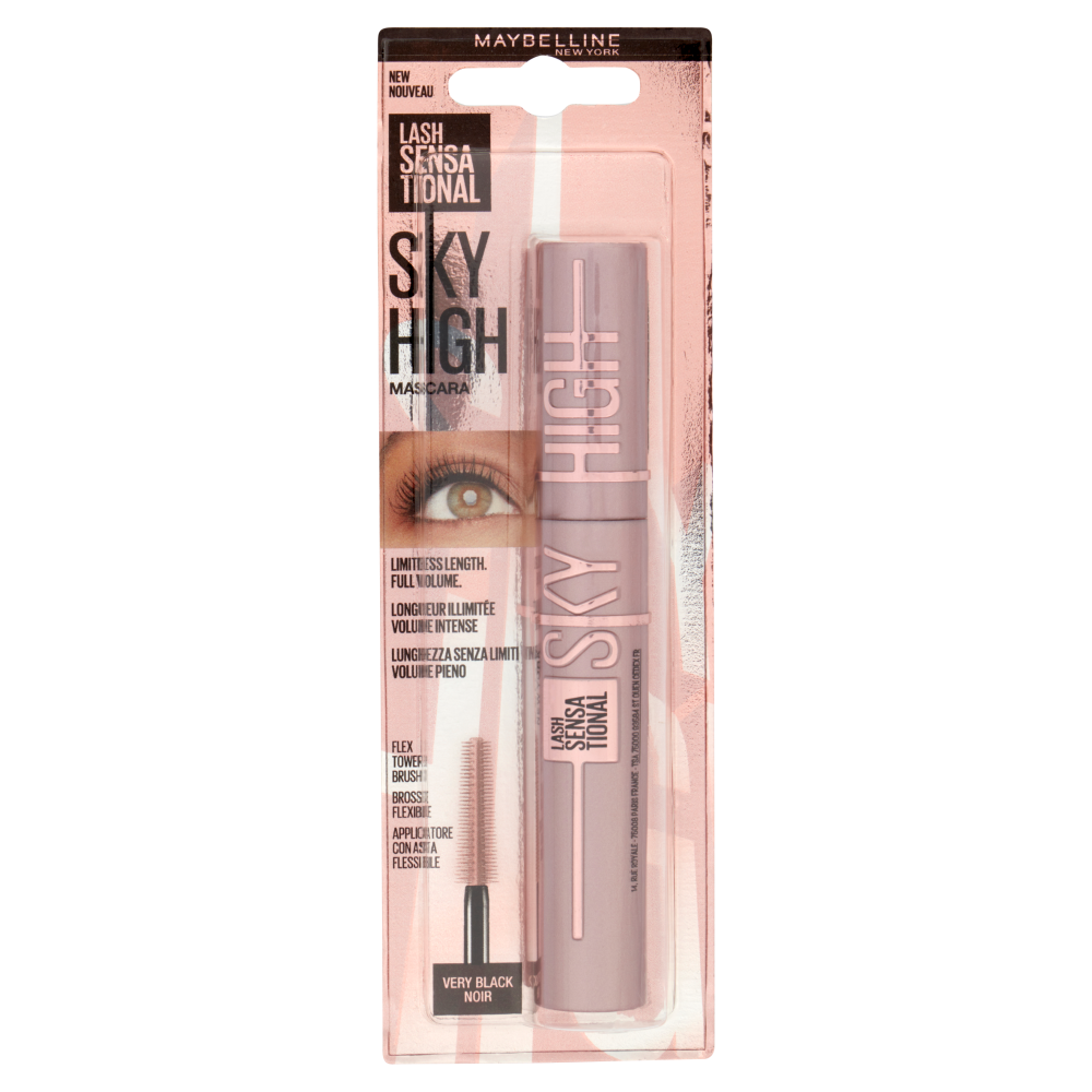 Maybelline New York Mascara Ciglia Sensazionali Sky High, Volumizzante e Allungante, Nero, 7,2 ml