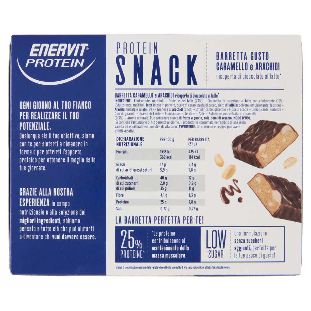 Enervit Protein Low Sugar Protein Snack Caramello e Arachidi 8 x 31 g