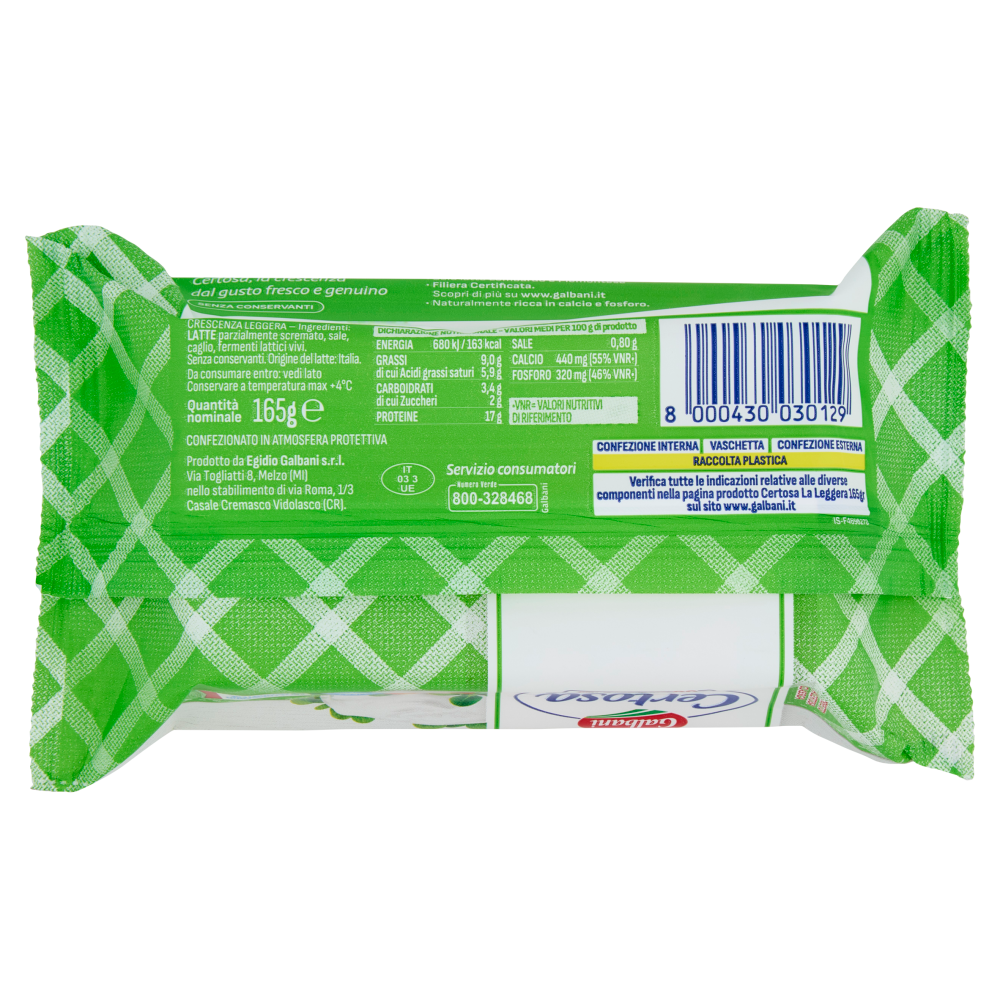 Galbani Certosa la Leggera Crescenza italiana 165 g