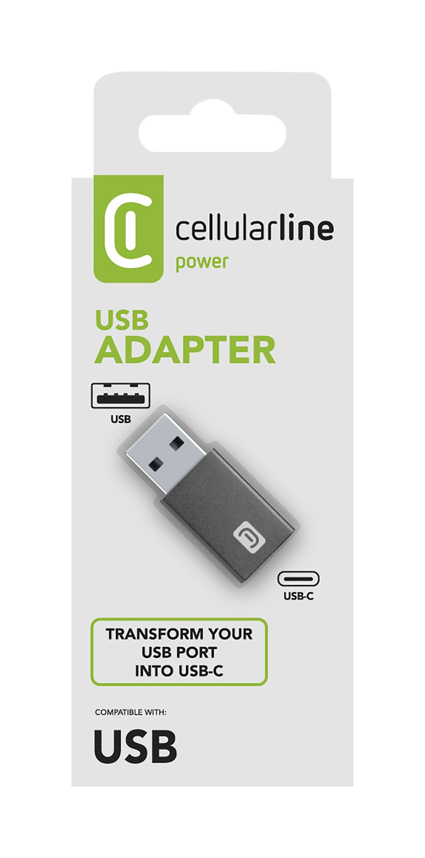 Cellularline Adattatore da USB a USB-C Converte la porta USB in USB-C