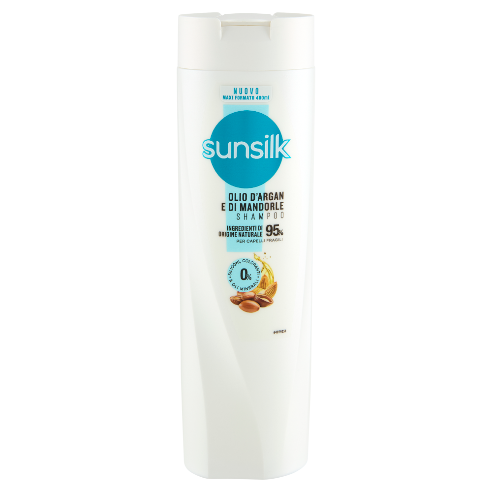 sunsilk Shampoo Olio d'Argan e di Mandorle per Capelli Fragili 400 mL