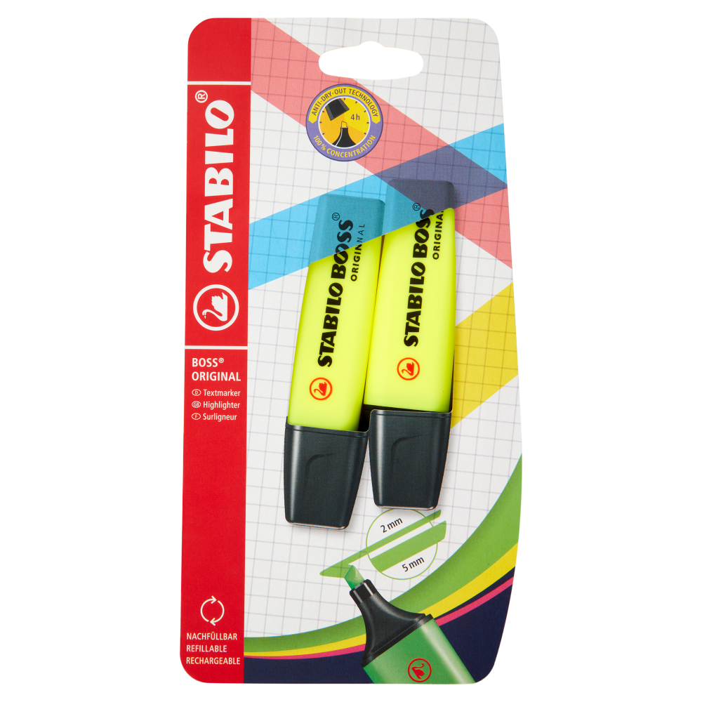STABILO Boss Original evidenziatore giallo - blister da 2 pz. 