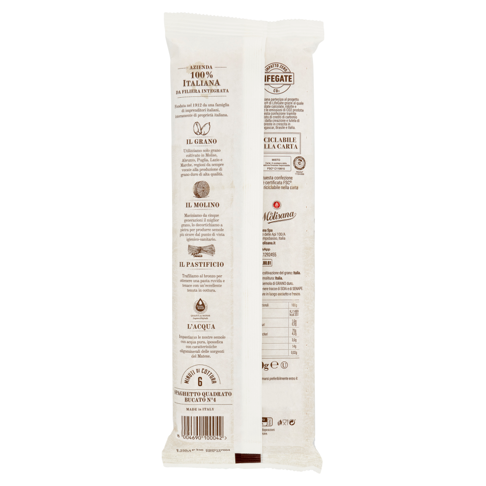 La Molisana 4 Spaghetto Quadrato Bucato 500g