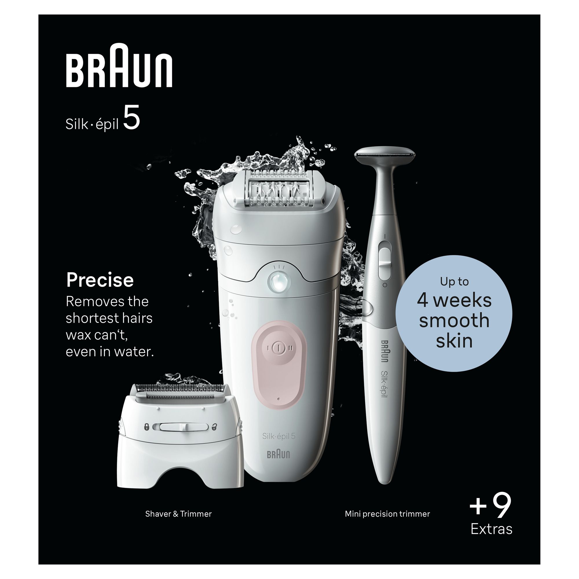 Braun Silk-&eacute;pil 5 5-230, Epilatore Elettrico Donna, Per Una Epilazione Semplice, Bianco/Rosa