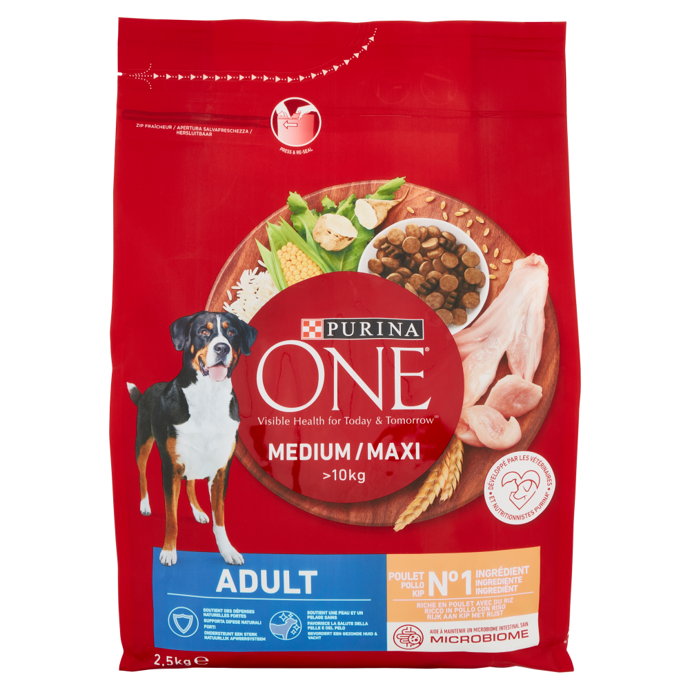 PURINA ONE Medium/Maxi Adult Ricco in Pollo con Riso 2,5 kg