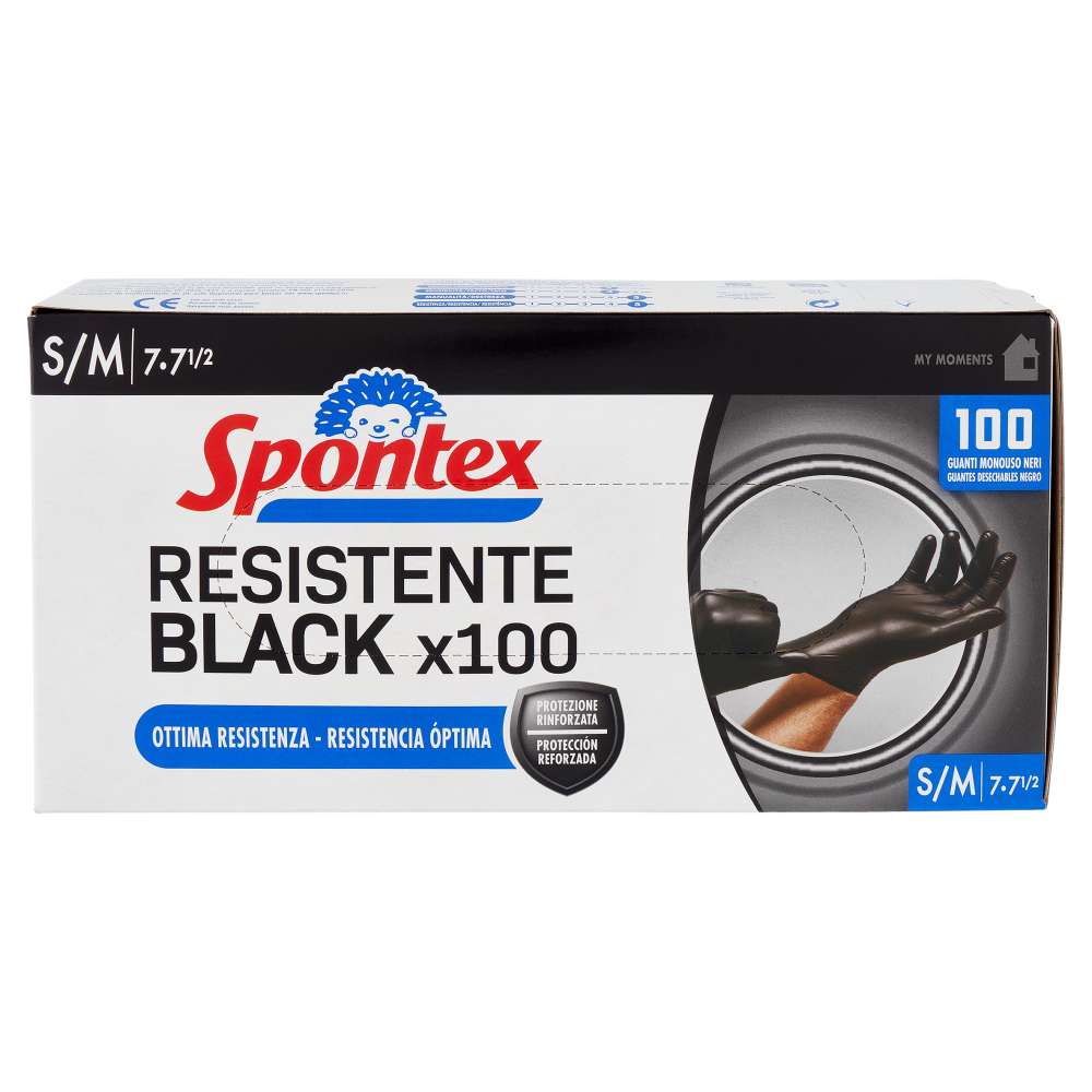 Spontex Guanti Usa&Getta Resistente Black x100 Taglia S/M