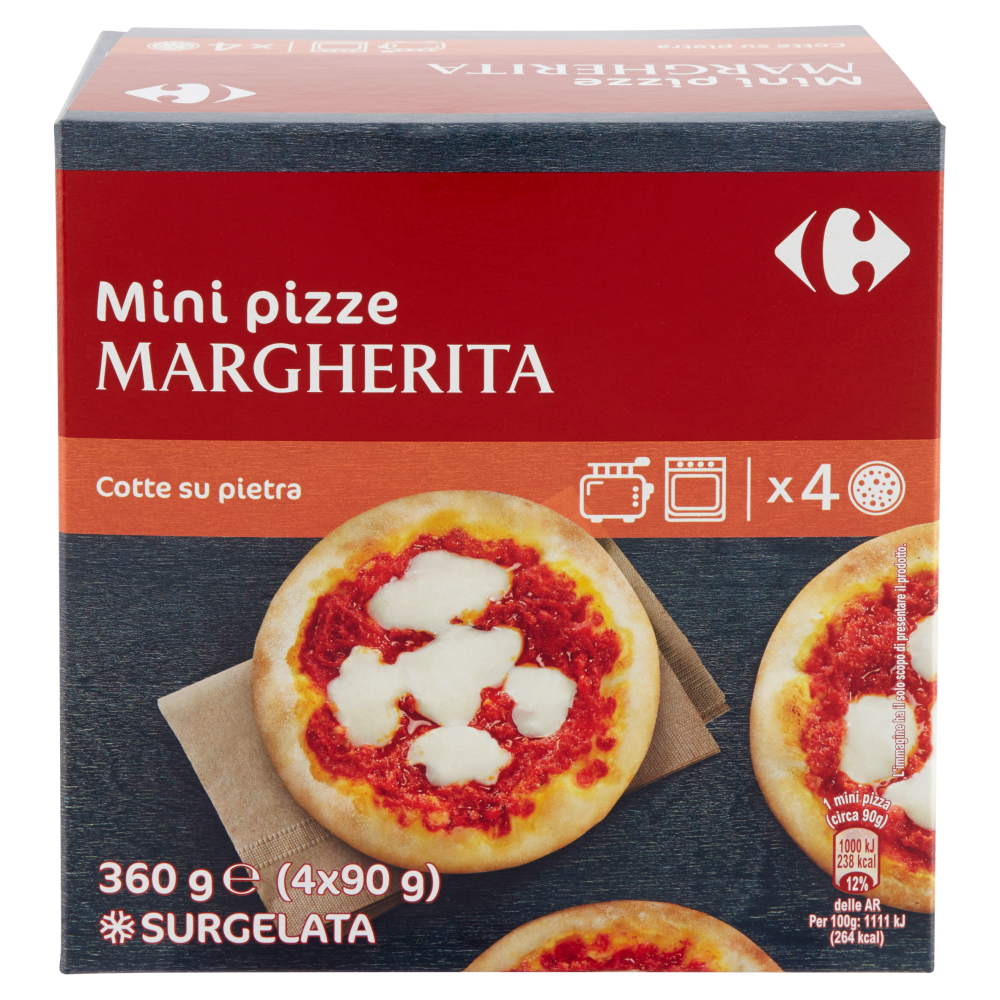 Carrefour Mini pizze Margherita Surgelata 4 x 90 g