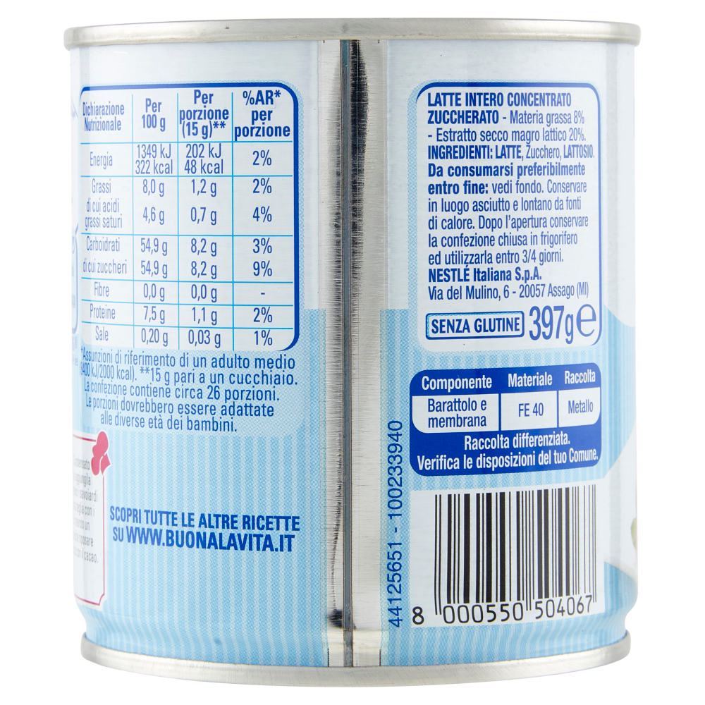 NESTLÉ IL LATTE CONDENSATO Latte concentrato zuccherato latta 397g