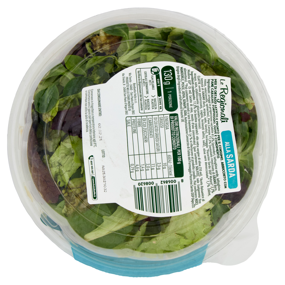 Bonduelle Le Regionali alla Sarda con Olive Nere, "Pecorino Sardo DOP" e Pane Carasau 130 g