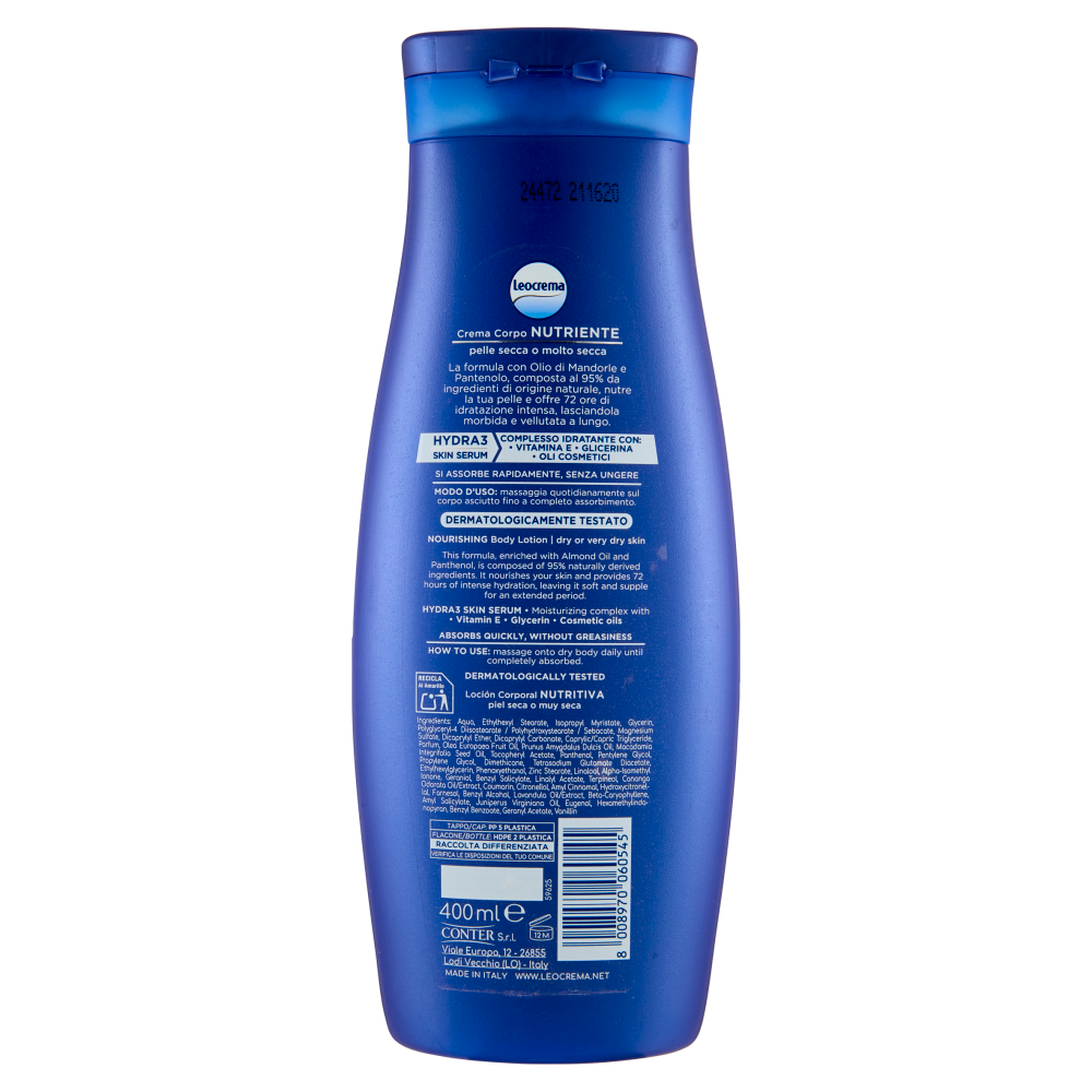 Leocrema Crema Corpo Nutriente Olio di Mandorle e Pantenolo 400 ml