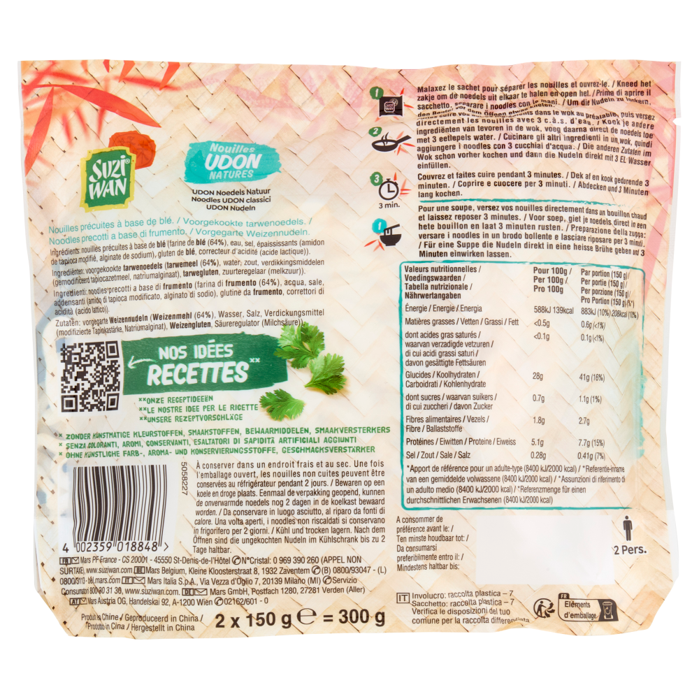 Suzi Wan Noodles Udon classici 2 x 150 g