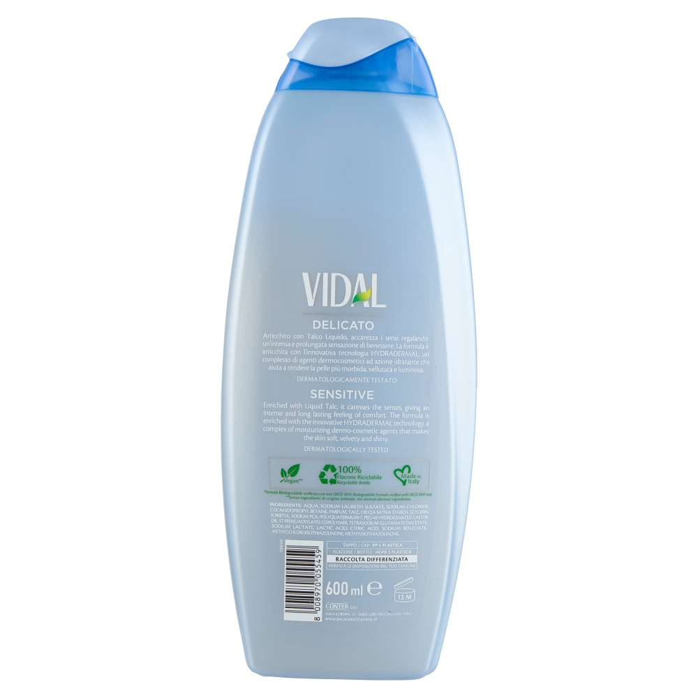 Vidal Sensitive Bagnodoccia Delicato Talco Liquido 600 ml