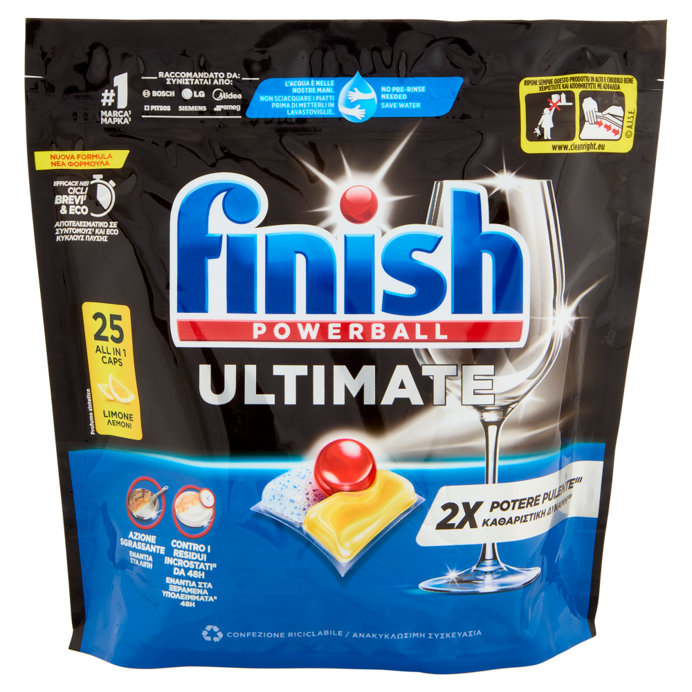 Finish Ultimate Limone pastiglie lavastoviglie 25 lavaggi 322,5 g