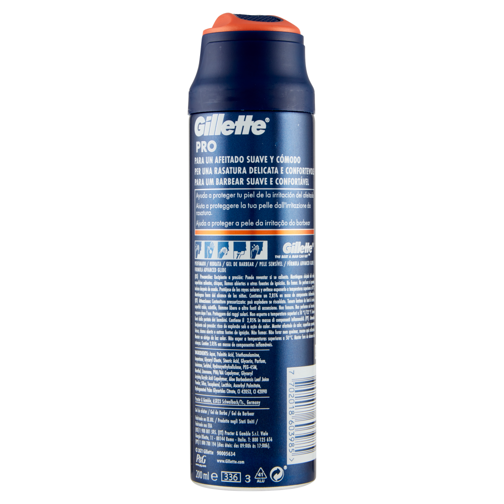 Gillette Gel da Barba da Uomo Pro Pelle Sensibile, 200 ml