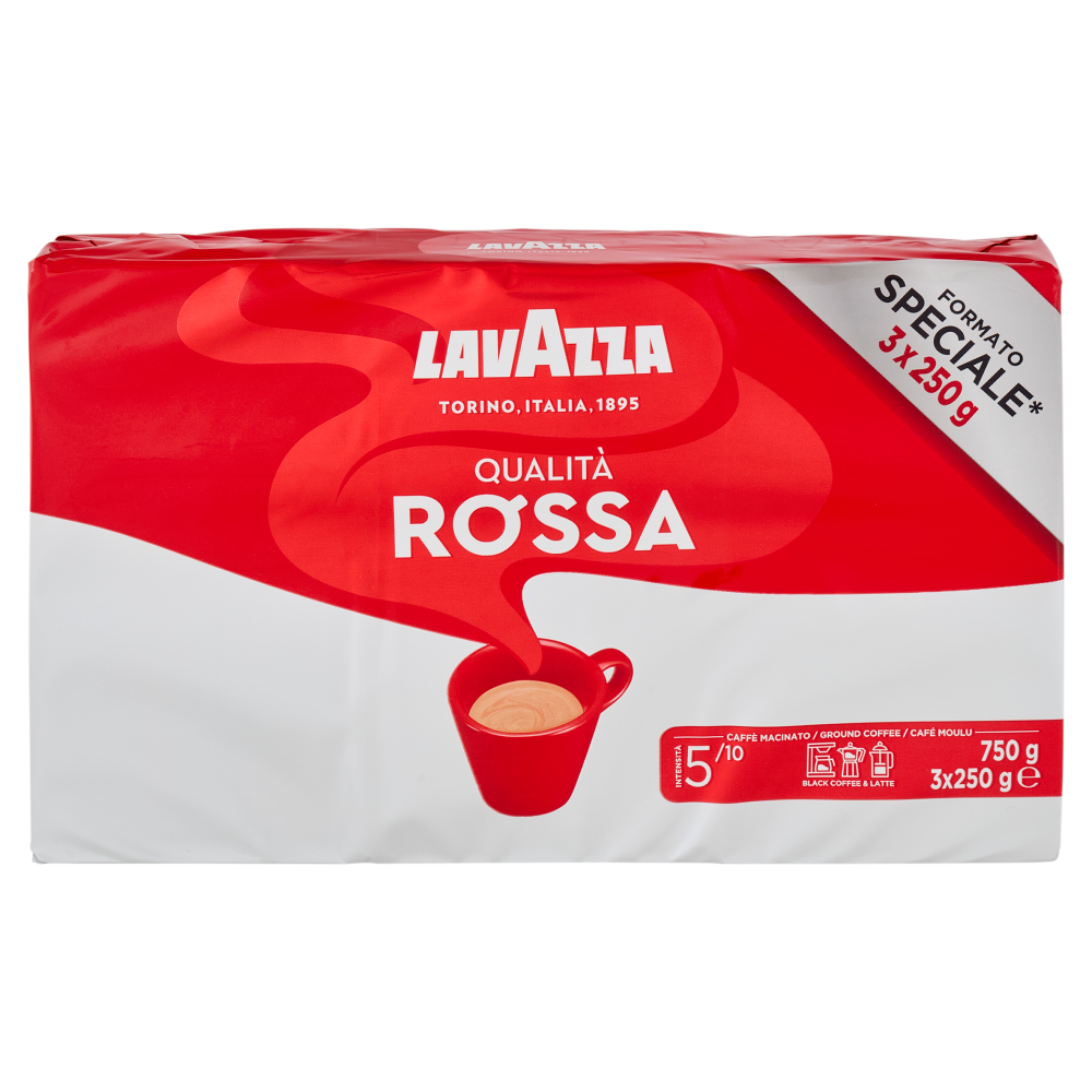 Lavazza Qualit&agrave; Rossa Caff&egrave; Macinato 3 x 250 g