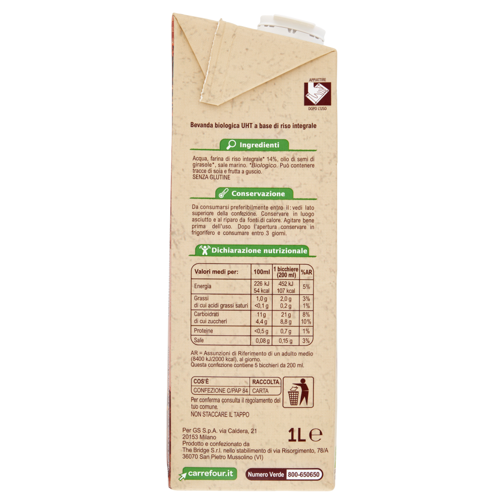 Carrefour Bio Drink Riso Integrale 1 L