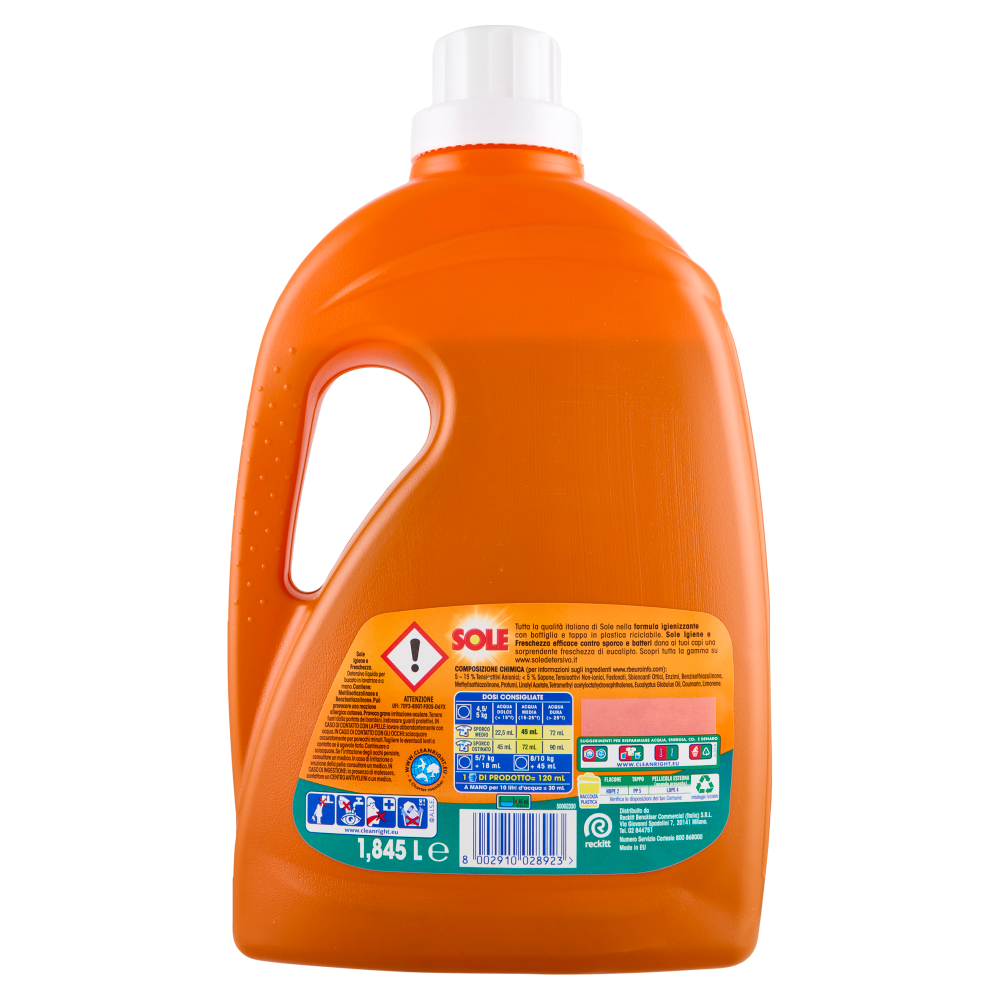 Sole Detersivo lavatrice Igiene e Freschezza 41 lavaggi 1,845 L