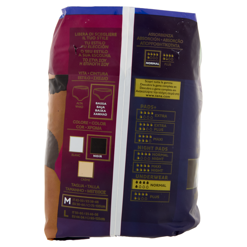 Tena Silhouette Vita Bassa Biancheria Intima Normal M Noir 10 pz