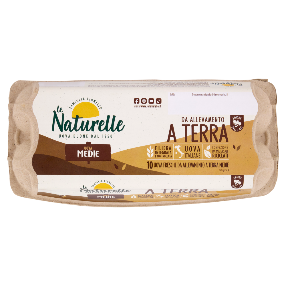 le Naturelle 10 Uova Fresche da Allevamento a Terra Medie
