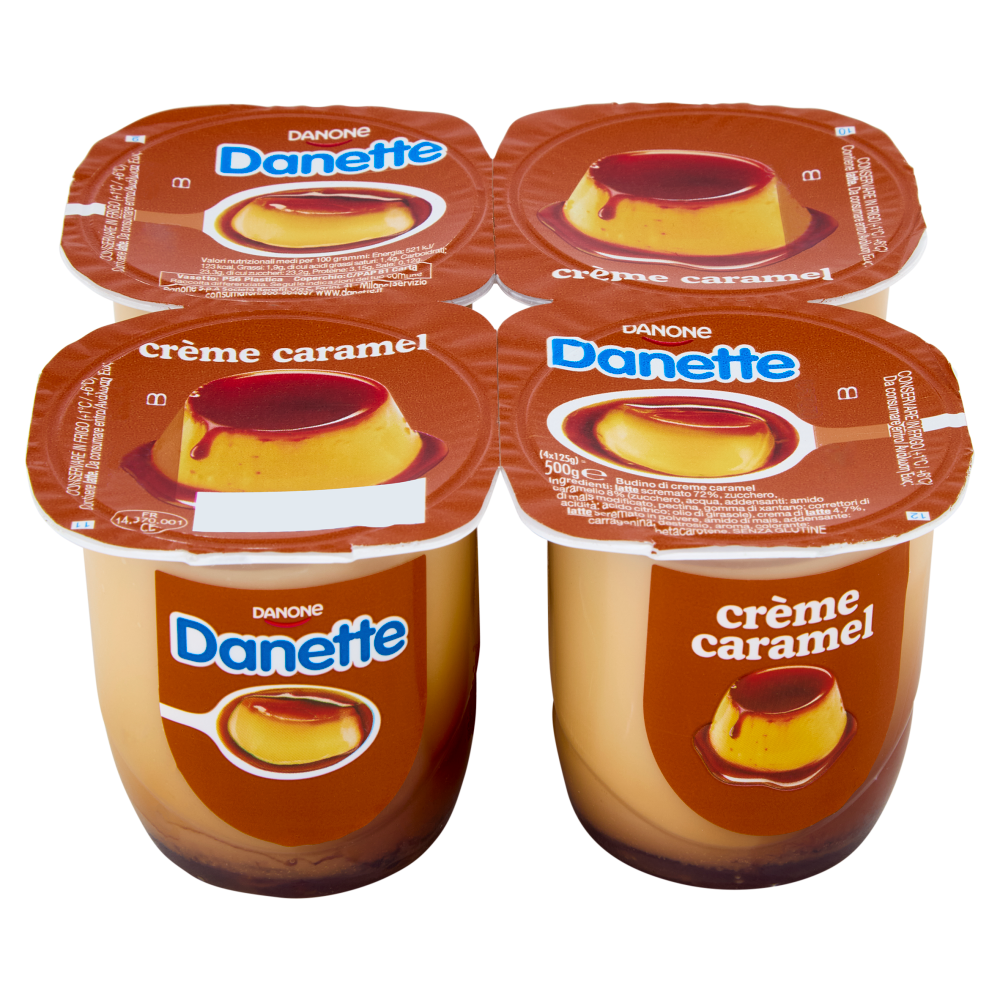 DANETTE, budino gusto caramello, fresco dessert, Senza Conservanti, Senza Glutine, 4x125g