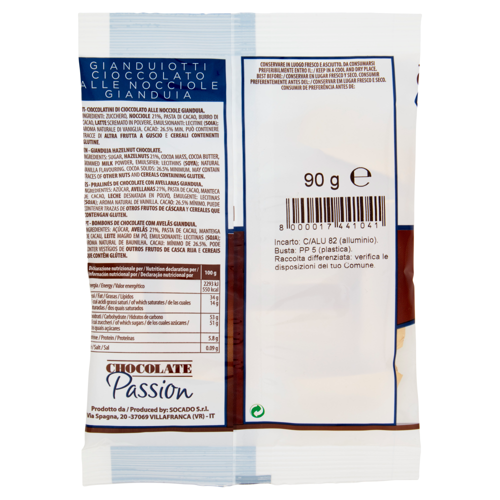 Chocolate Passion Gianduiotti Cioccolato alle Nocciole Gianduia 90 g