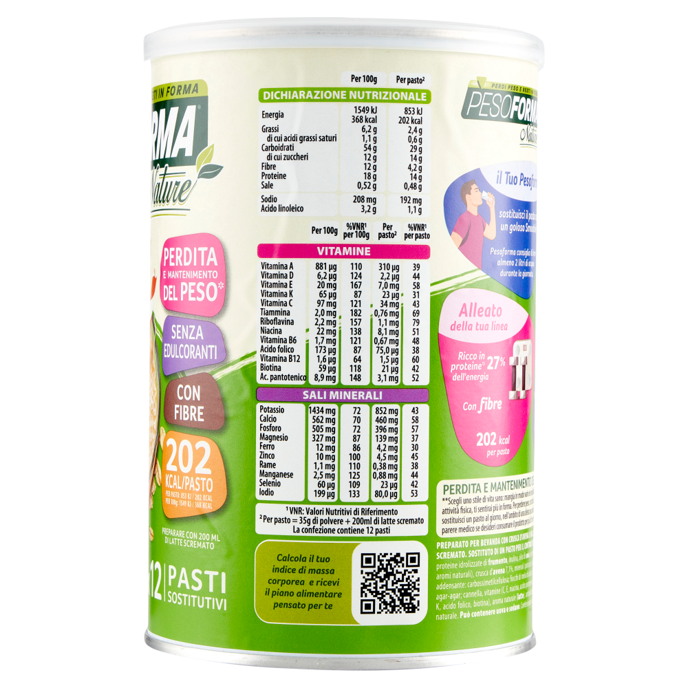 Pesoforma Nature Smoothie gusto Avena e Mela, sostitutivo del pasto, 202 kcal a pasto, 420g