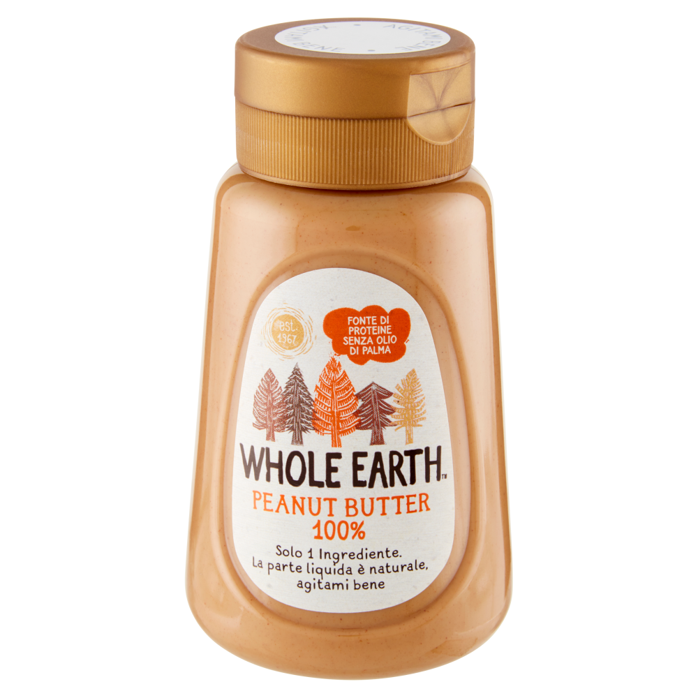 WHOLE EARTH Burro di Arachidi Cremoso, Crema Spalmabile Senza Glutine, Vegan, Bottiglia Squeeze 320g