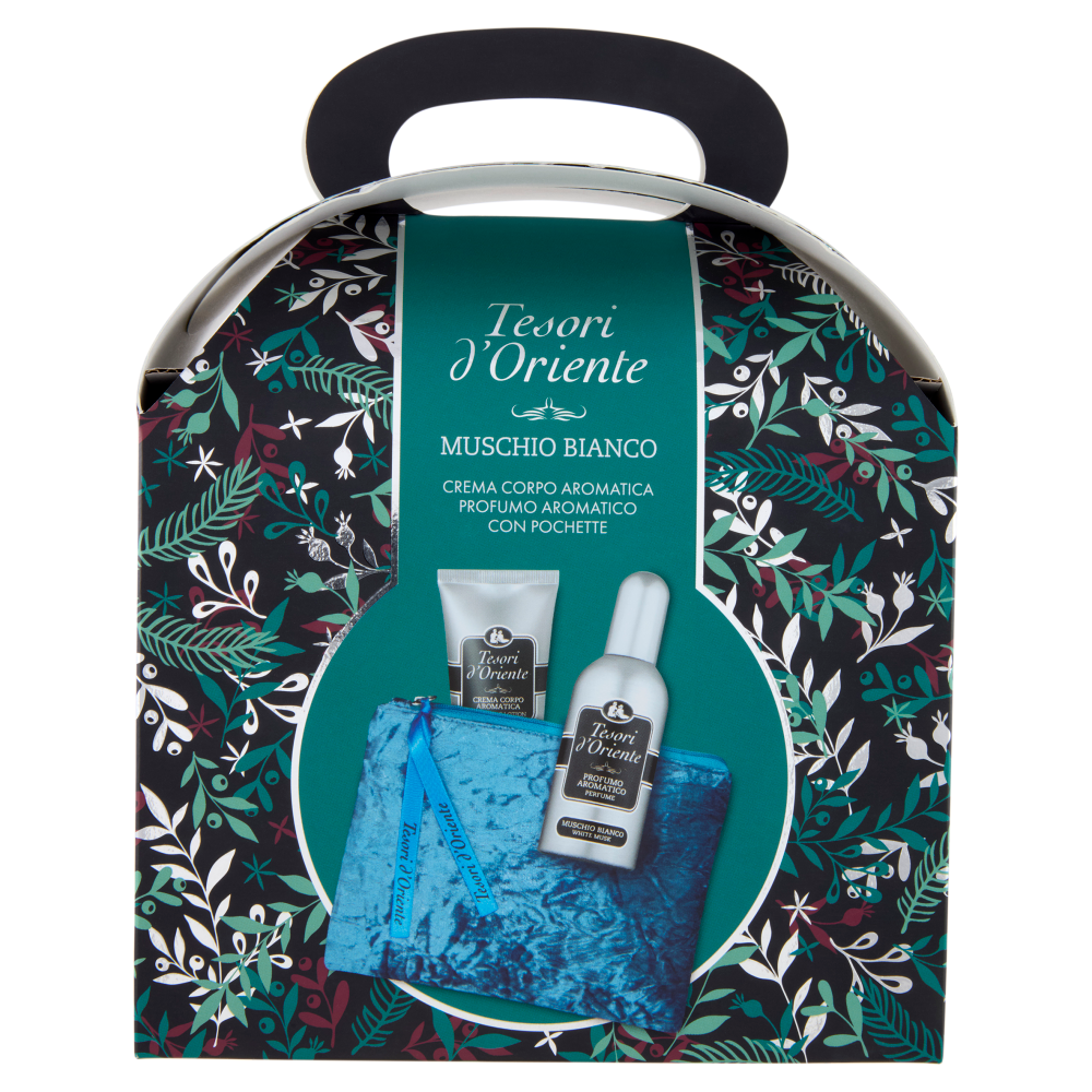 Tesori d'Oriente Muschio Bianco Crema Corpo Aromatica 75 ml + Profumo Aromatico 100 ml + Pochette