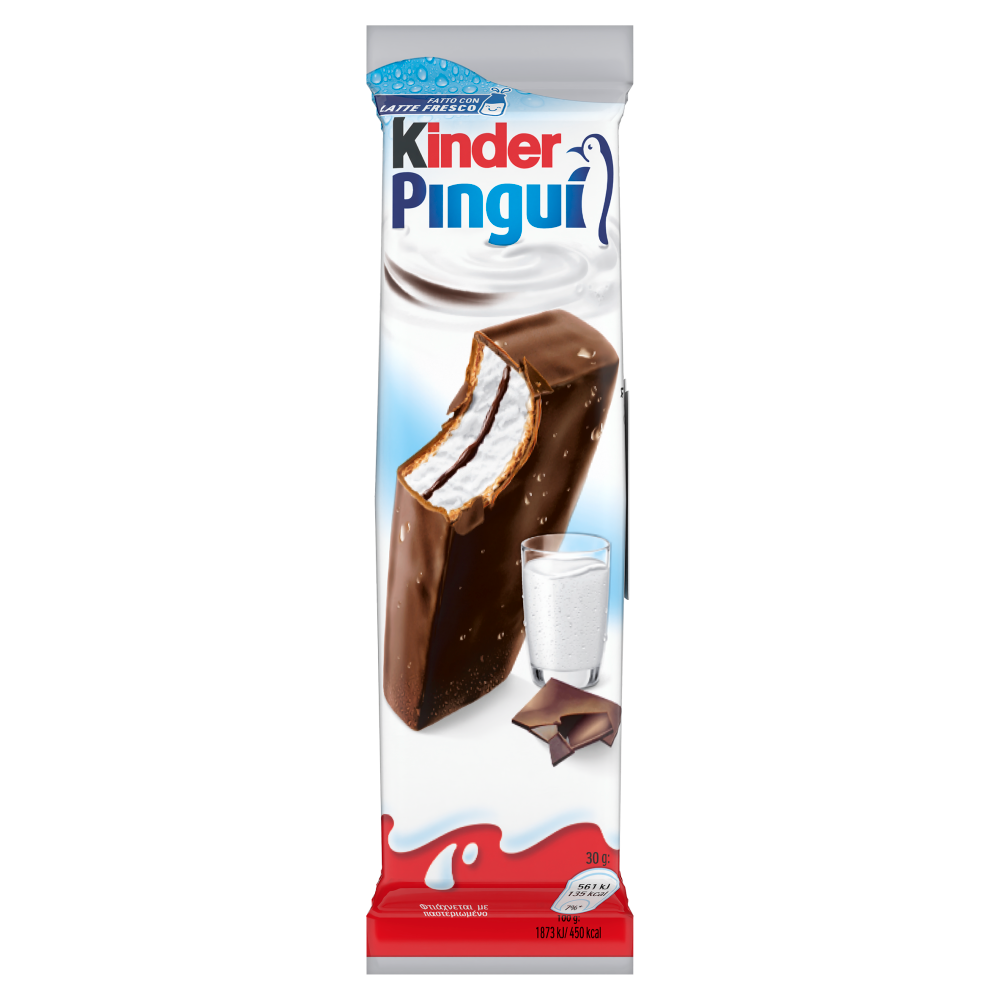 Kinder Pingu&igrave;: Merenda con pan di spagna, ripieno al latte e copertura al cioccolato fondente 4x30g