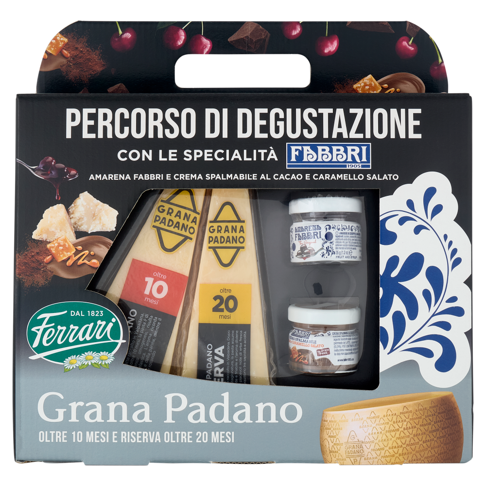 Ferrari Grana Padano DOP Oltre 10 Mesi e Riserva Oltre 20 Mesi 400 g con Specialità Fabbri