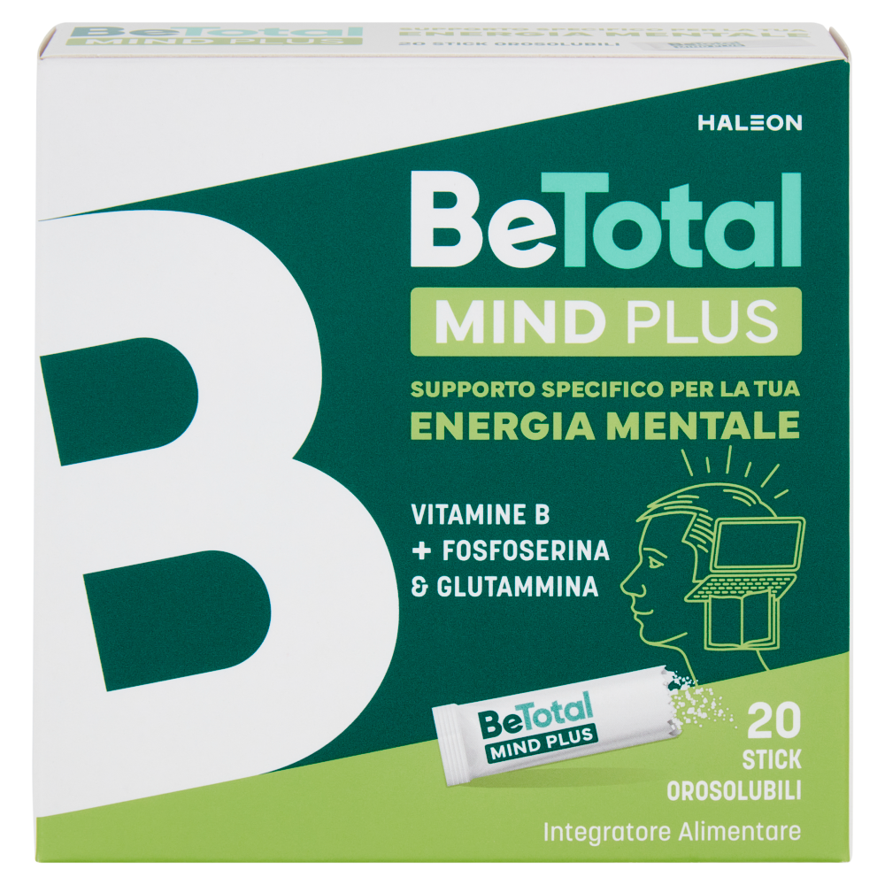 BeTotal Mind Plus Vitamina B Supporto per Stanchezza e Concentrazione Adulti e Bambini 6+ 20 Bst 50g