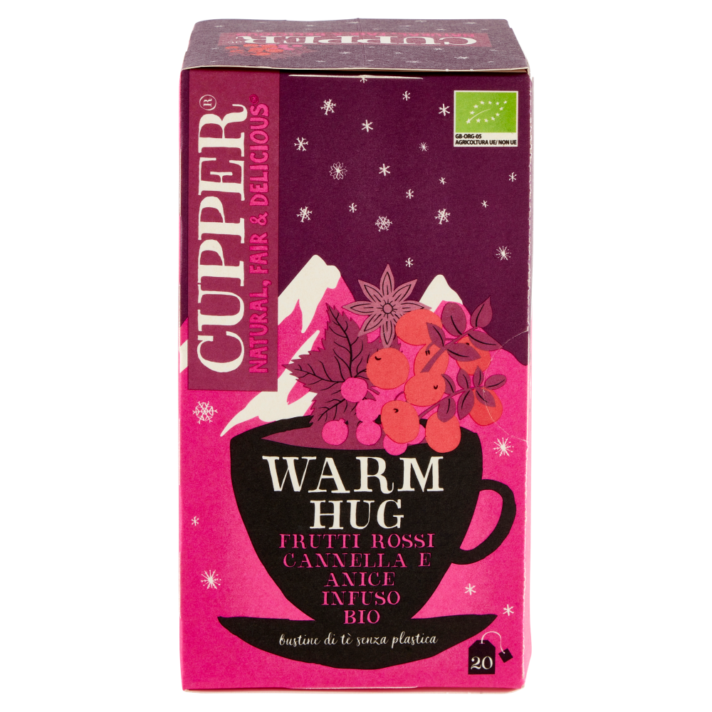 CUPPER Infuso Biologico Warm Hug, Tisana Natalizia con Frutti Rossi Cannella e Anice 20 Bustine 40g
