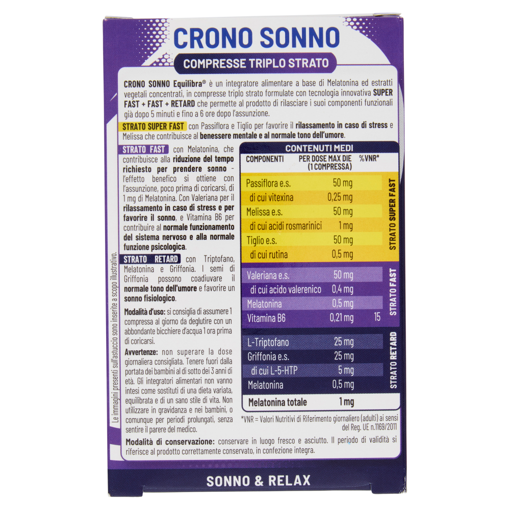 equilibra Crono Sonno Compresse Triplo Strato 30 x 0,5 g
