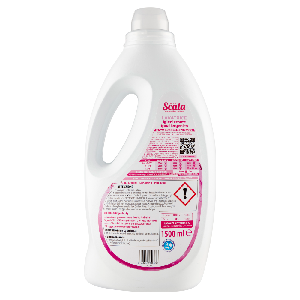 Scala Lavatrice Igienizzante Ipoallergenico Gelsomino e Patchouli 1500 ml