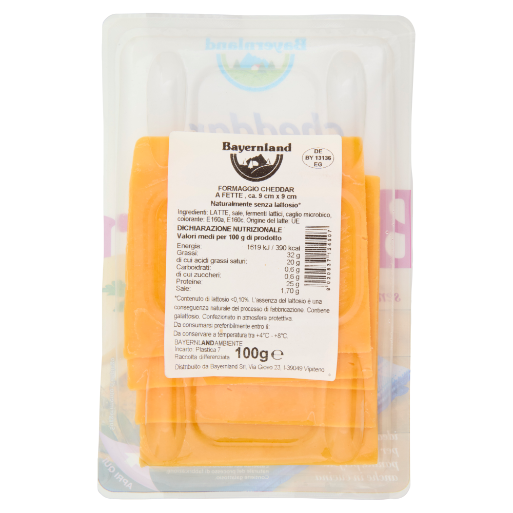 Bayernland Cheddar a fette senza lattosio 100 g