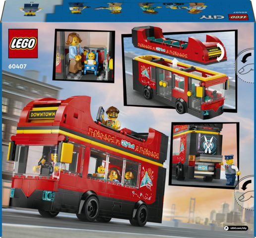LEGO City 60407 Autobus Turistico Rosso a Due Piani, Giochi per Bambini 7+ con Veicolo Giocattolo e 5 Minifigure, Idea Regalo