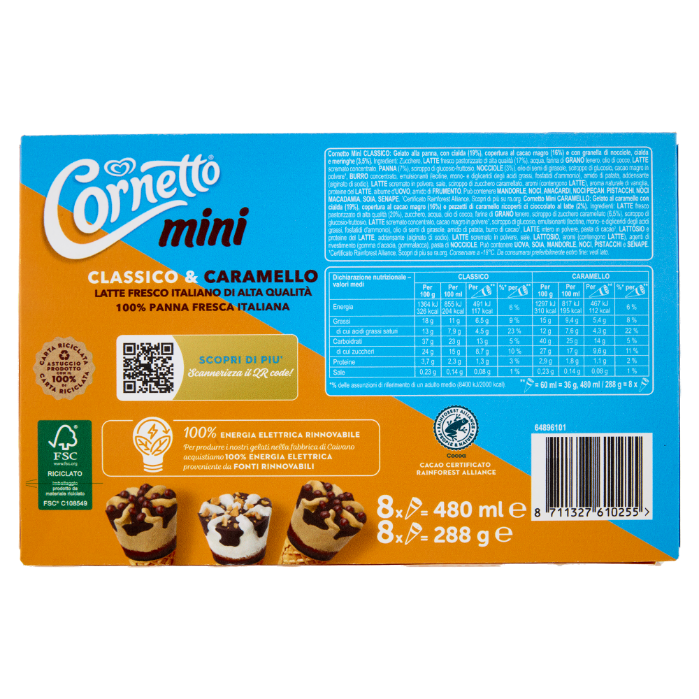 Cornetto Algida mini Classico - Caramello 8 Gelati 288 g