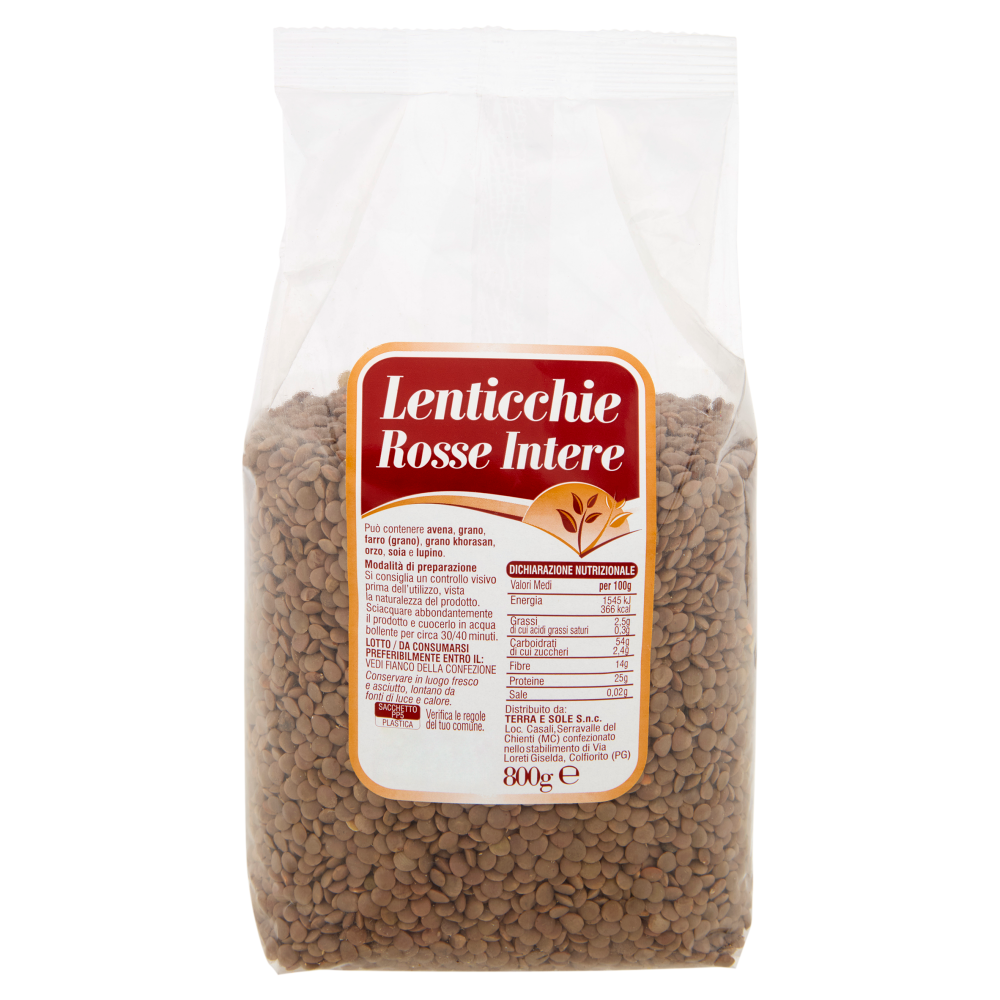 Lenticchie Rosse Intere 800 g