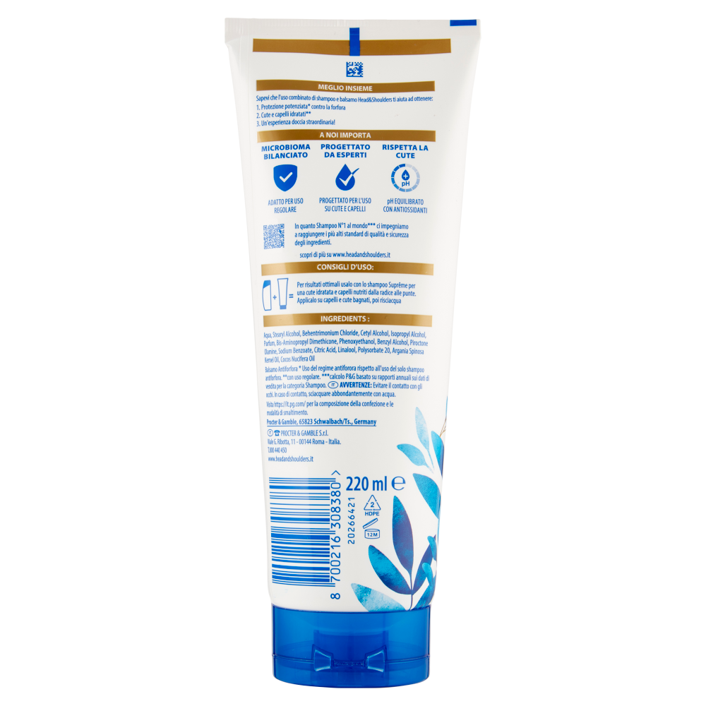 Head & Shoulders Balsamo per Cute e Capelli Suprême Idrata 220 ml