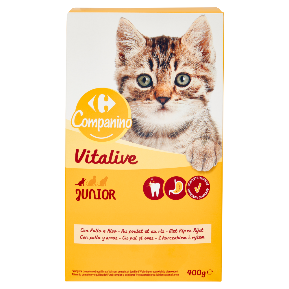 Carrefour Junior Croccantini con pollo e riso per gatti 400 g