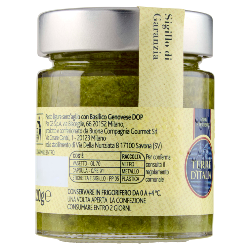 Terre d'Italia Pesto della Liguria senz'aglio 120 g