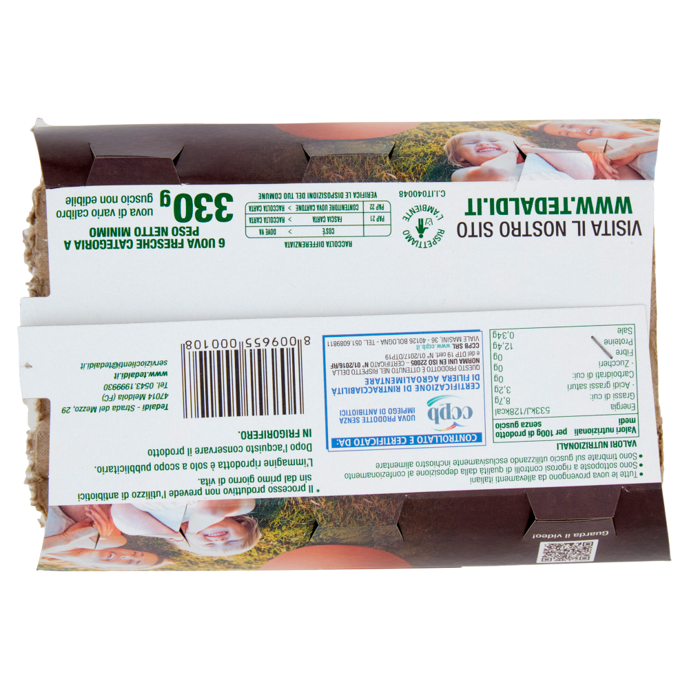 Tedaldi Gran Uovo Italiano da Galline Allevate Senza Antibiotici* 6 Uova 330 g