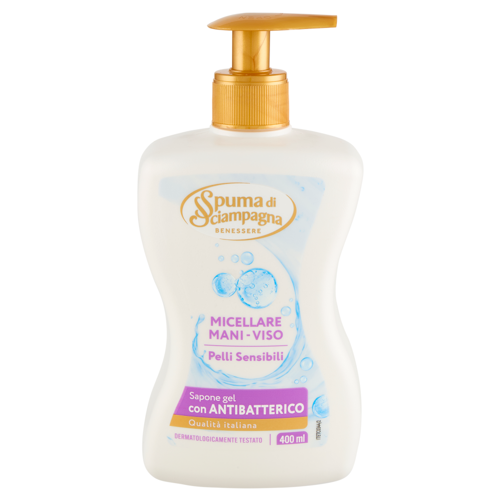 Spuma di Sciampagna Benessere Sapone gel Micellare Mani-Viso Pelli Sensibili 400 ml