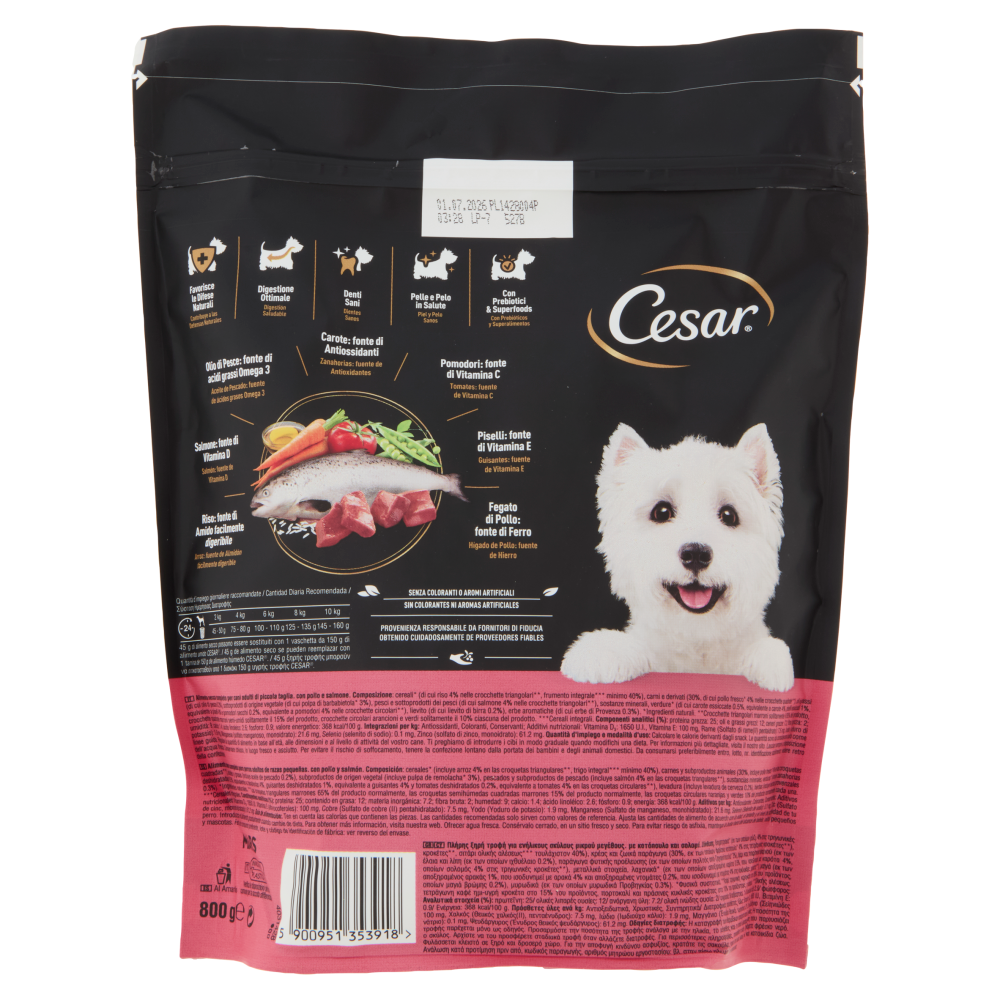 Cesar Cibo Secco Cani Pollo Salmone Verdure 800 g