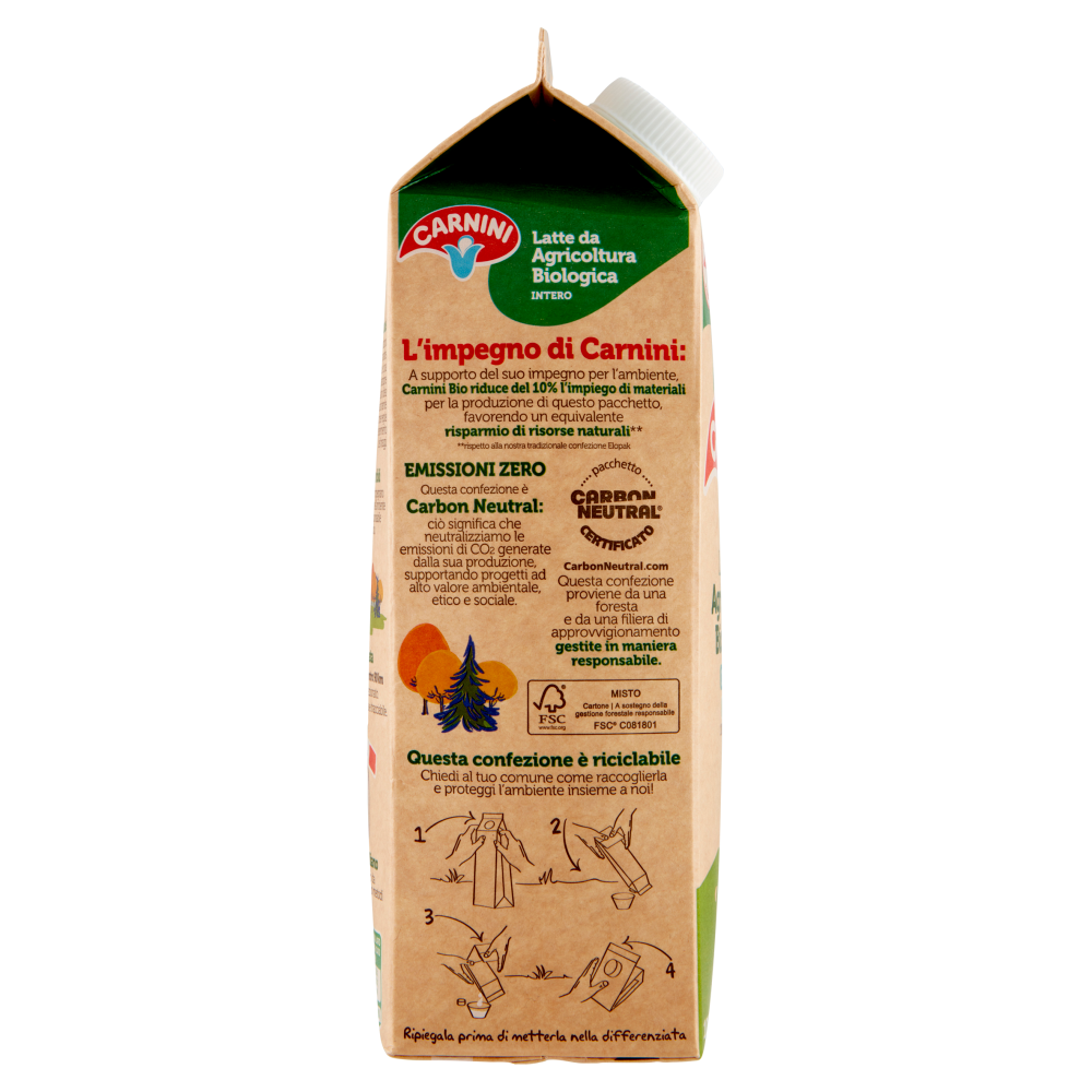 Carnini Latte da Agricoltura Biologica Intero 1000 ml