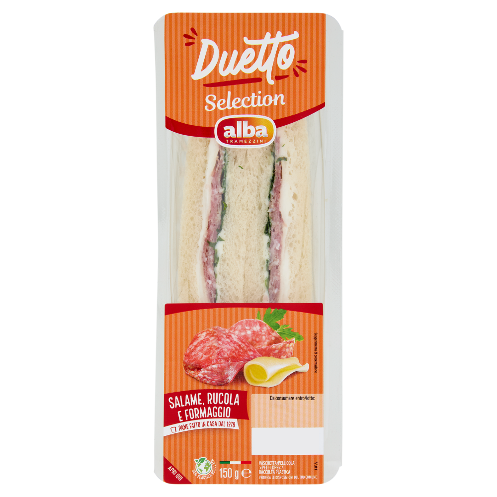 alba Tramezzini Duetto Selection Salame, Rucola e Formaggio 150 g